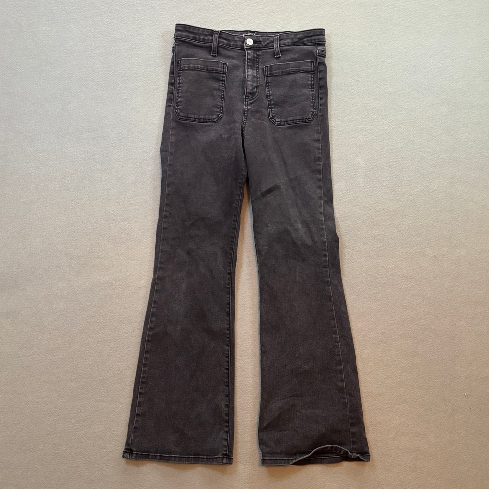 Time and Tru Womens High Rise Flare Jeans Black Size 8 Stretchy Boho Westerncore